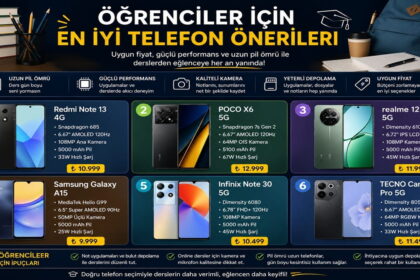 Öğrenciler için en iyi telefon önerileri; 6 model ve fiyatlarıyla karşılaştırma afişi