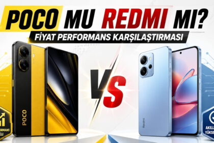 Poco ve Redmi karşılaştırması: fiyat-performans odaklı iki telefon, ortada “VS” yazısı