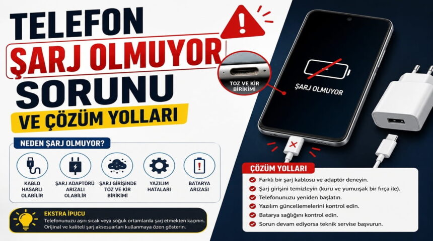 Telefon şarj olmuyor sorunu ve çözüm yolları infografiği