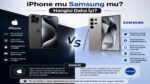 iPhone ve Samsung karşılaştırma infografiği; özellikler ve sonuç özeti gösteriliyor